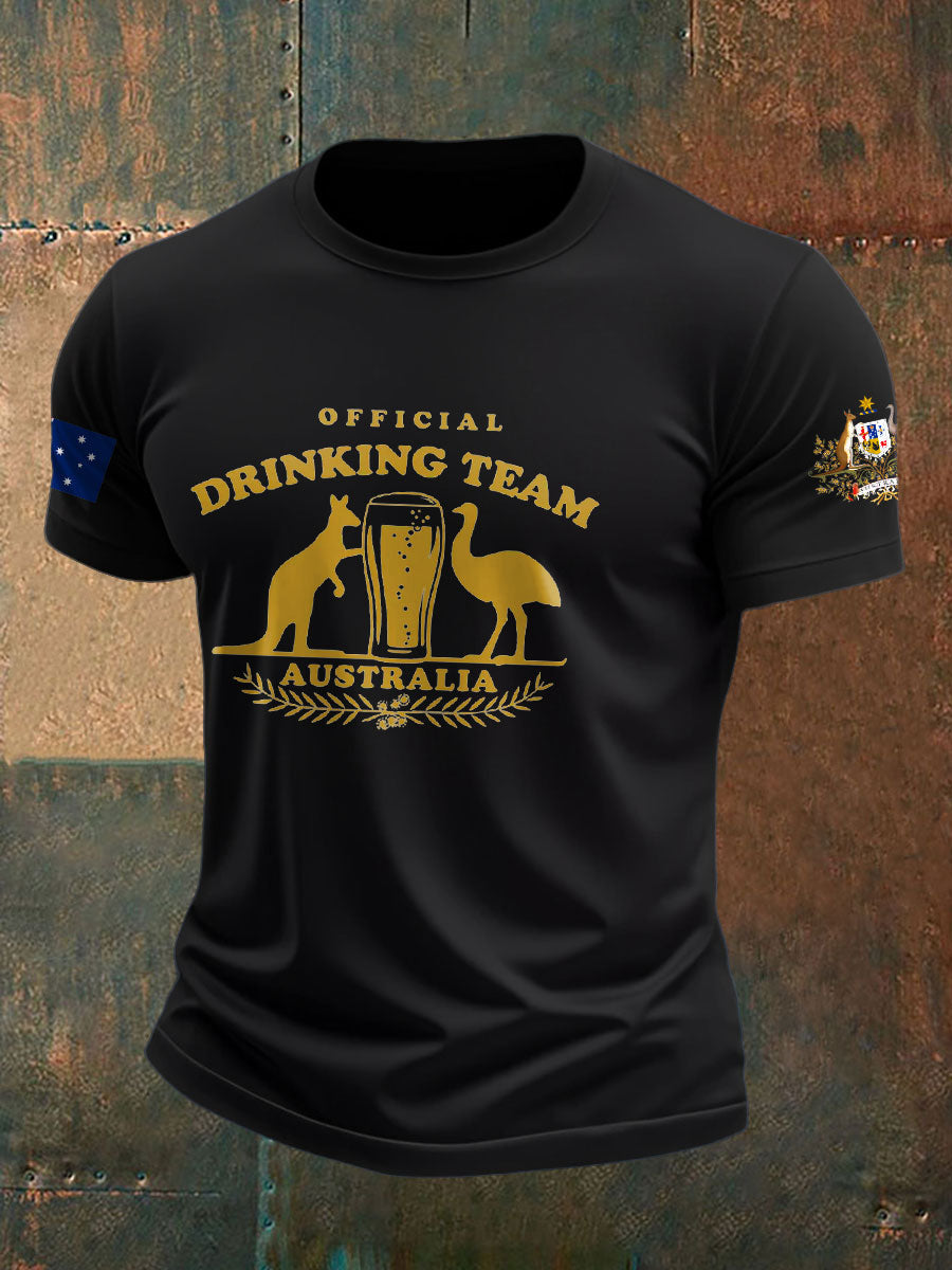 Men's Aussie Drinking Team Printed T-shirt