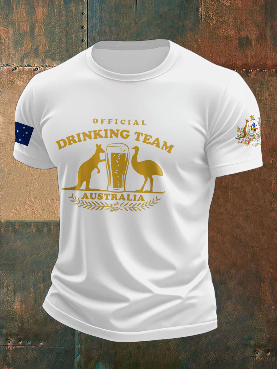 Men's Aussie Drinking Team Printed T-shirt