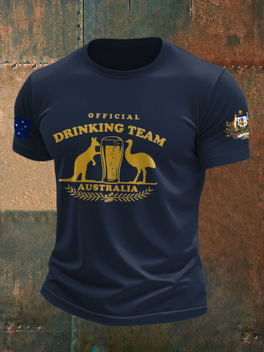 Men's Aussie Drinking Team Printed T-shirt
