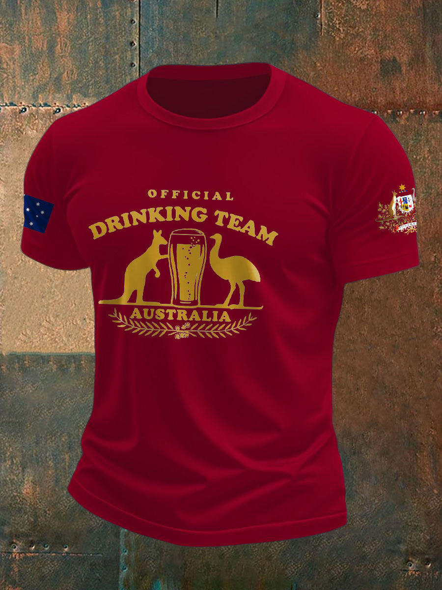 Men's Aussie Drinking Team Printed T-shirt