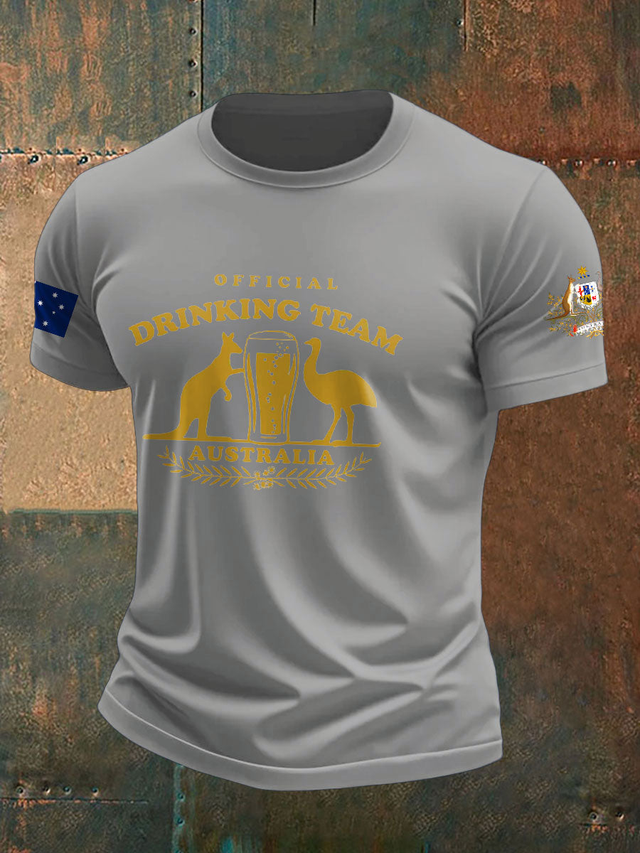 Men's Aussie Drinking Team Printed T-shirt