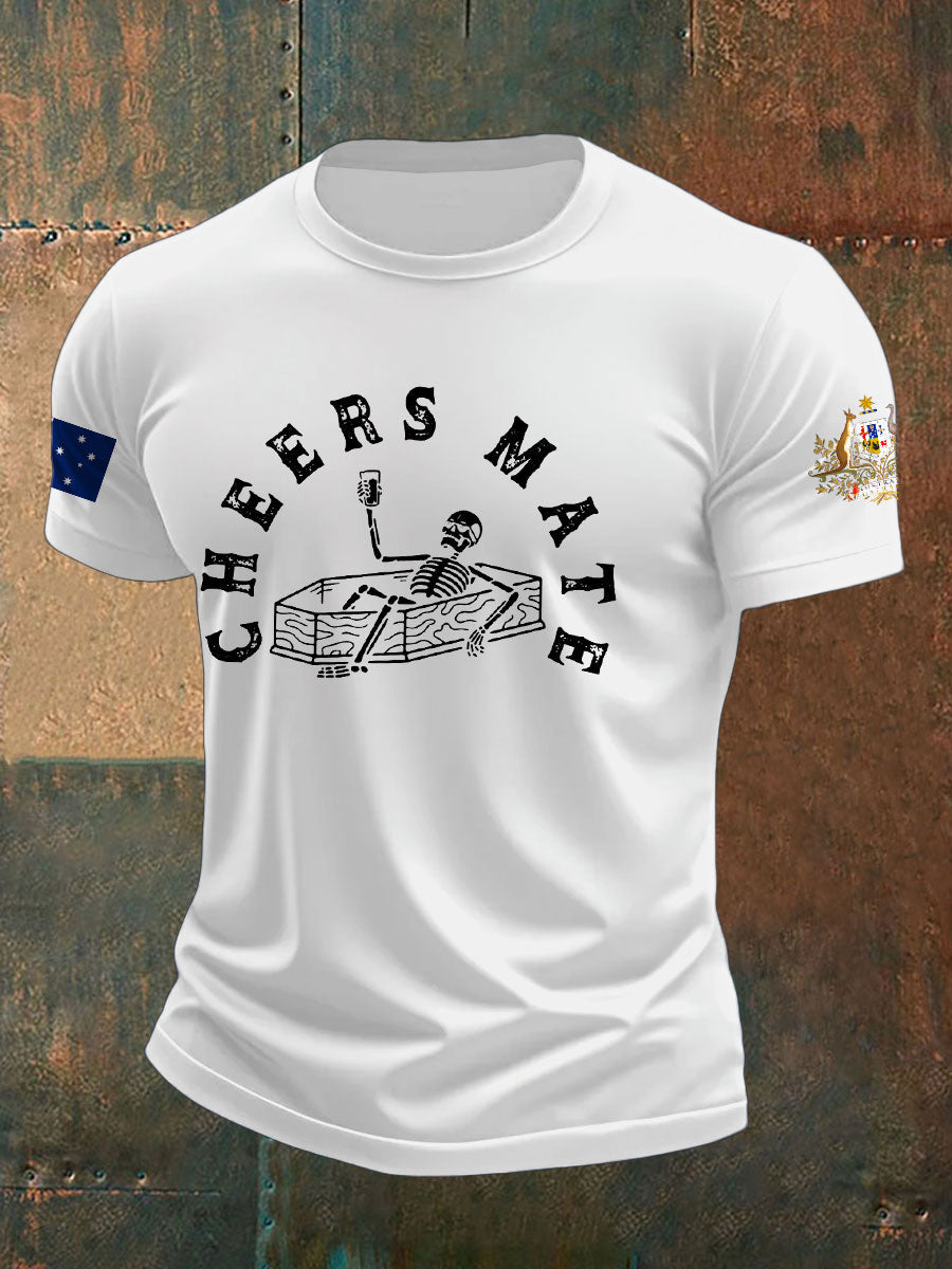 Men's Aussie Drinking Funny Printed T-shirt