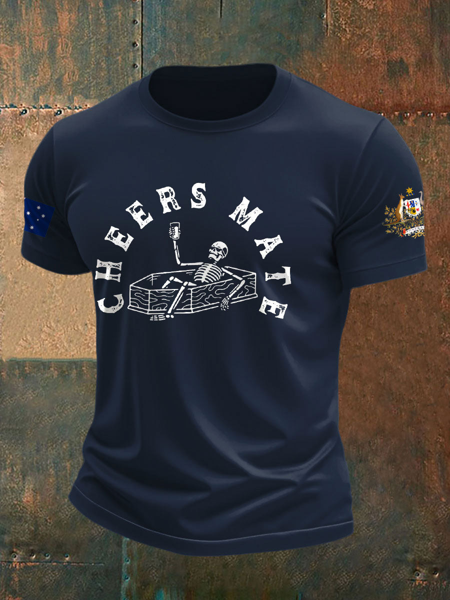 Men's Aussie Drinking Funny Printed T-shirt