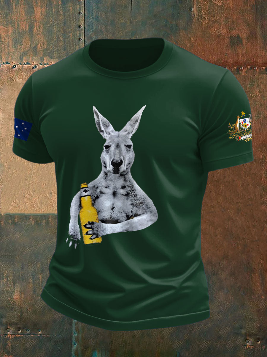 Men's Aussie Drinking Funny Printed T-shirt
