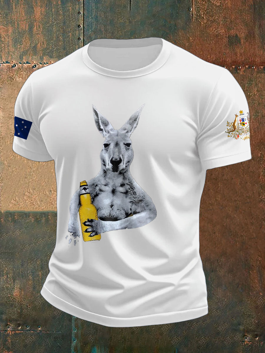 Men's Aussie Drinking Funny Printed T-shirt