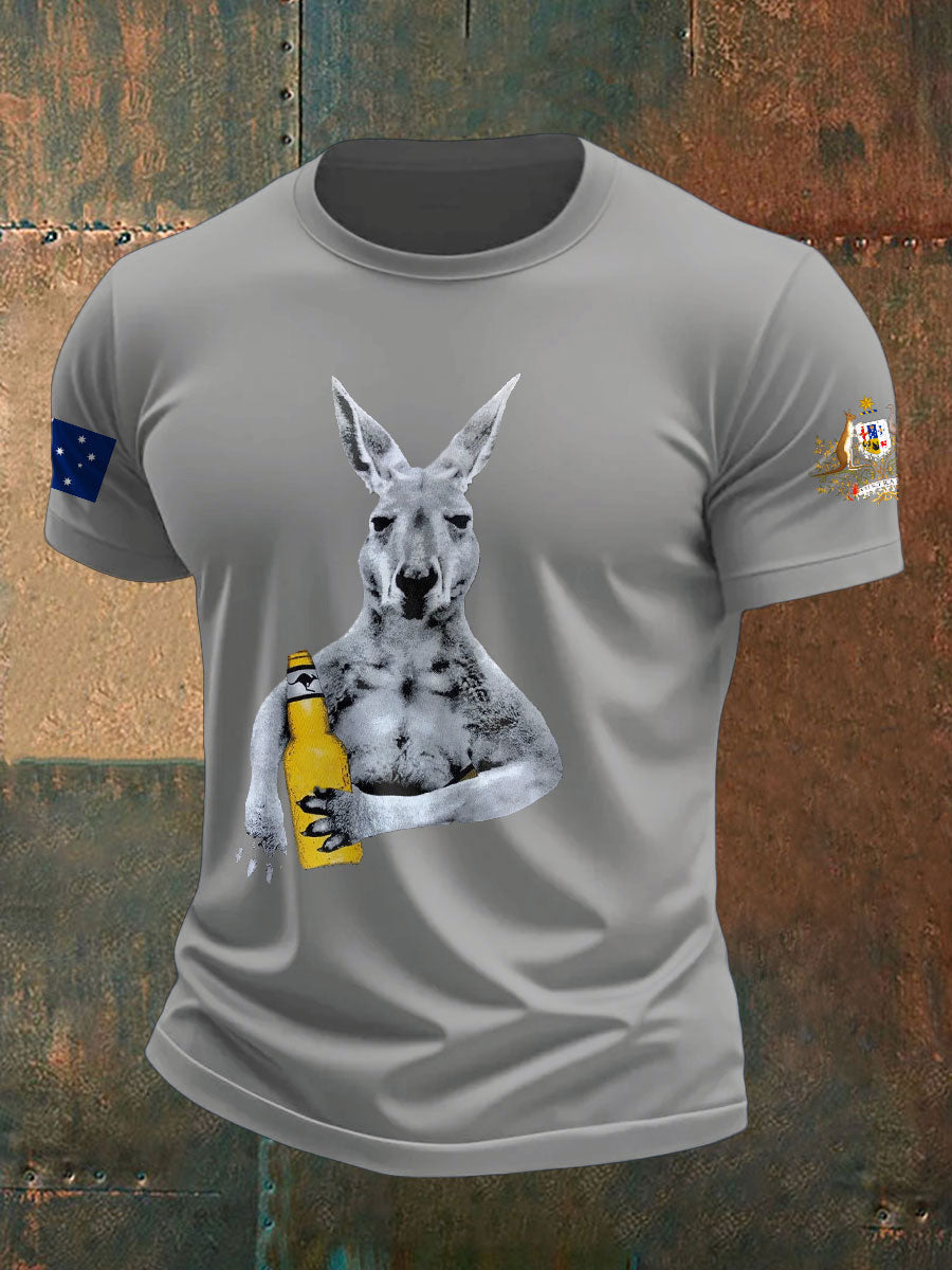 Men's Aussie Drinking Funny Printed T-shirt