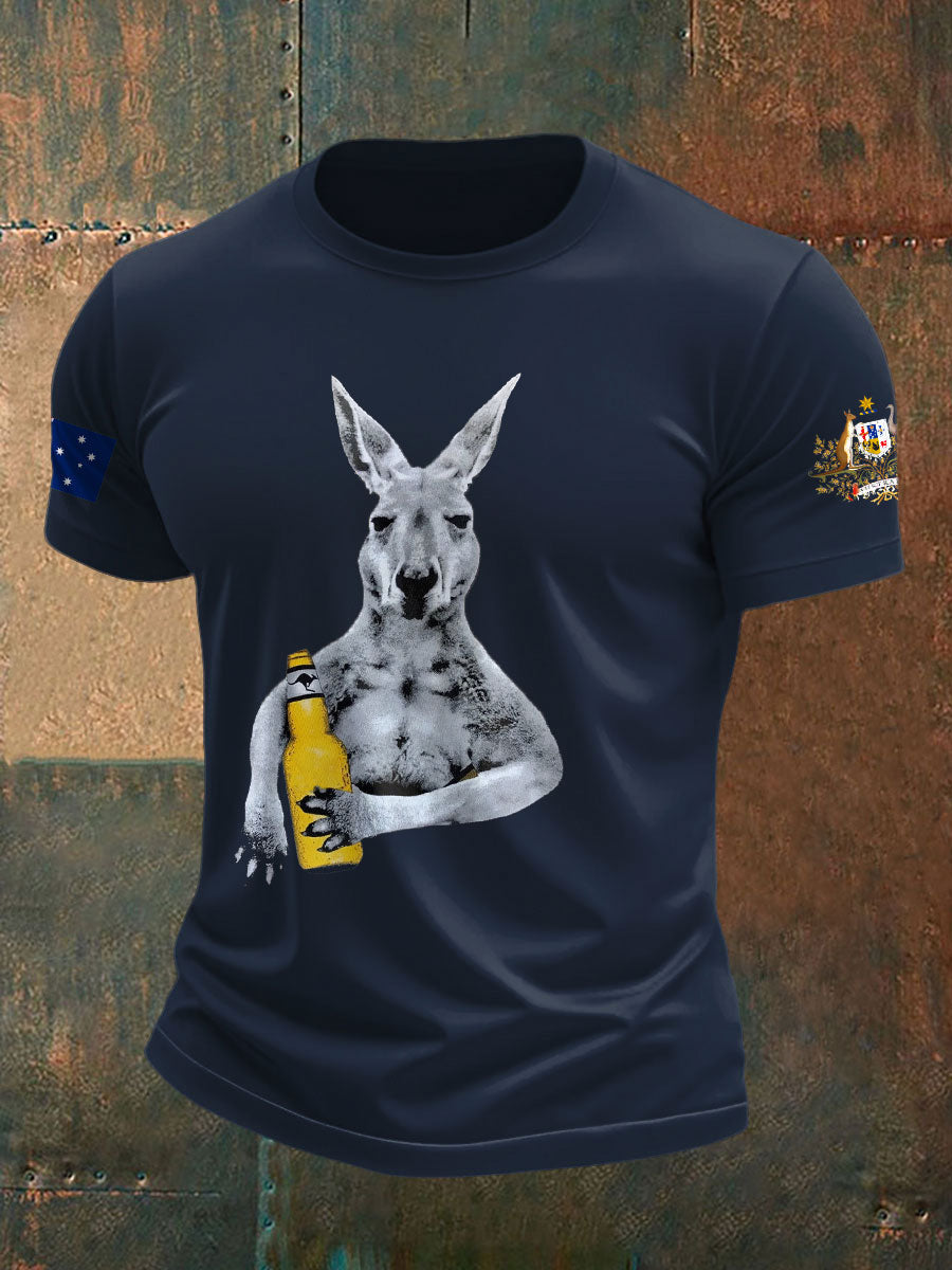 Men's Aussie Drinking Funny Printed T-shirt