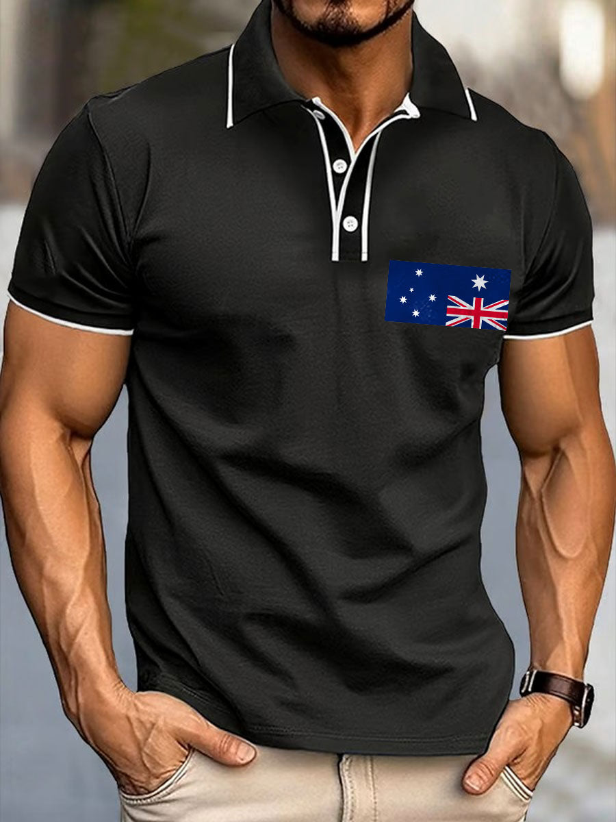 Men's Upside Down Flag AU Flag Printed Casual Tops