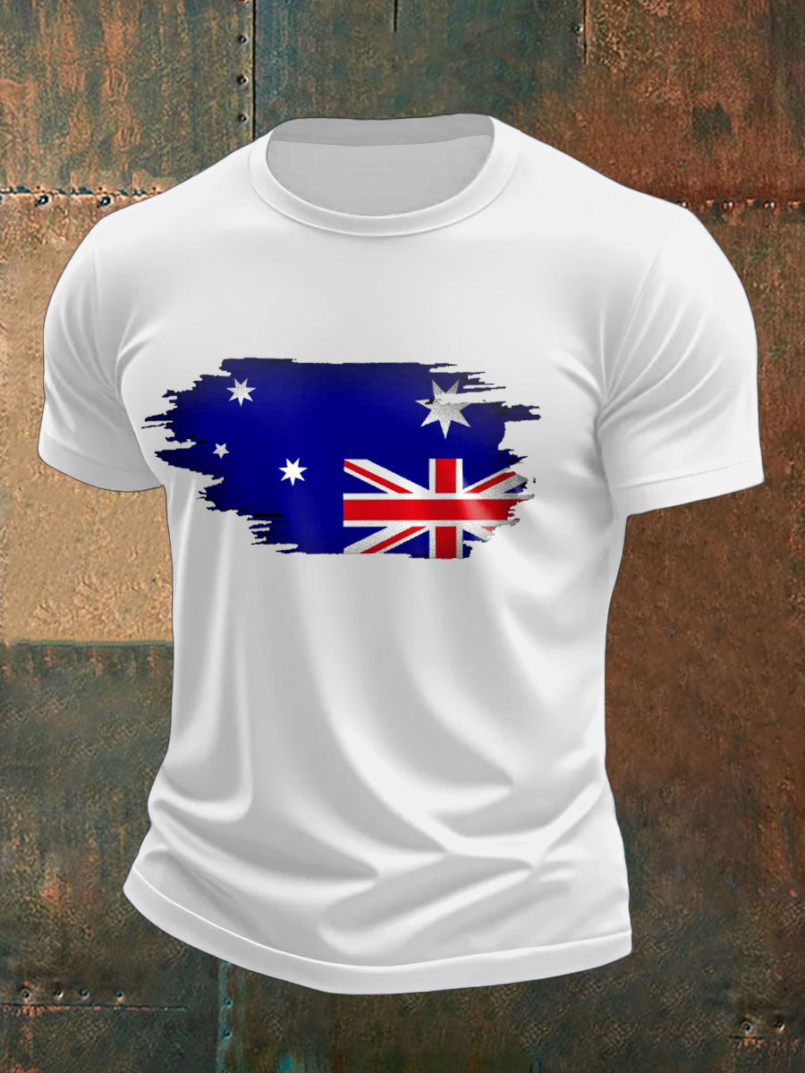 Men's Upside Down Flag AU Flag Printed T-shirt