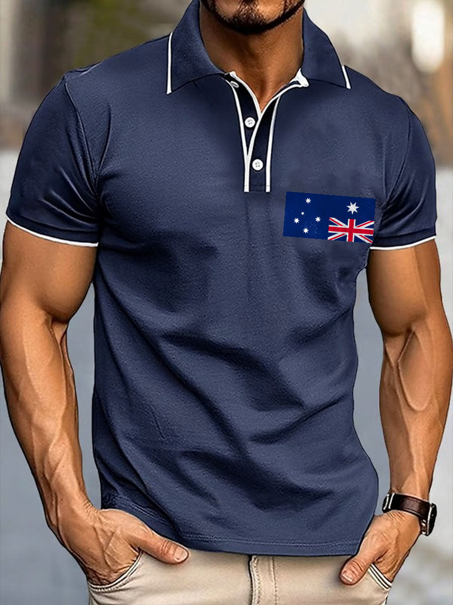 Men's Upside Down Flag AU Flag Printed Casual Tops