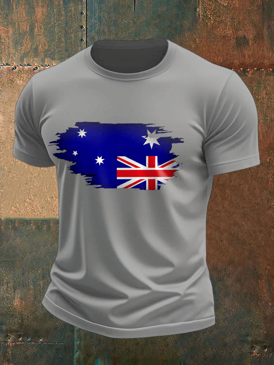 Men's Upside Down Flag AU Flag Printed T-shirt