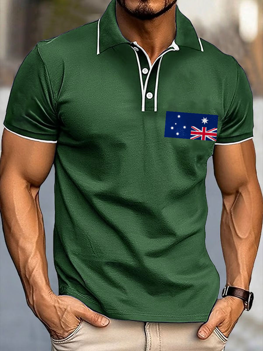 Men's Upside Down Flag AU Flag Printed Casual Tops