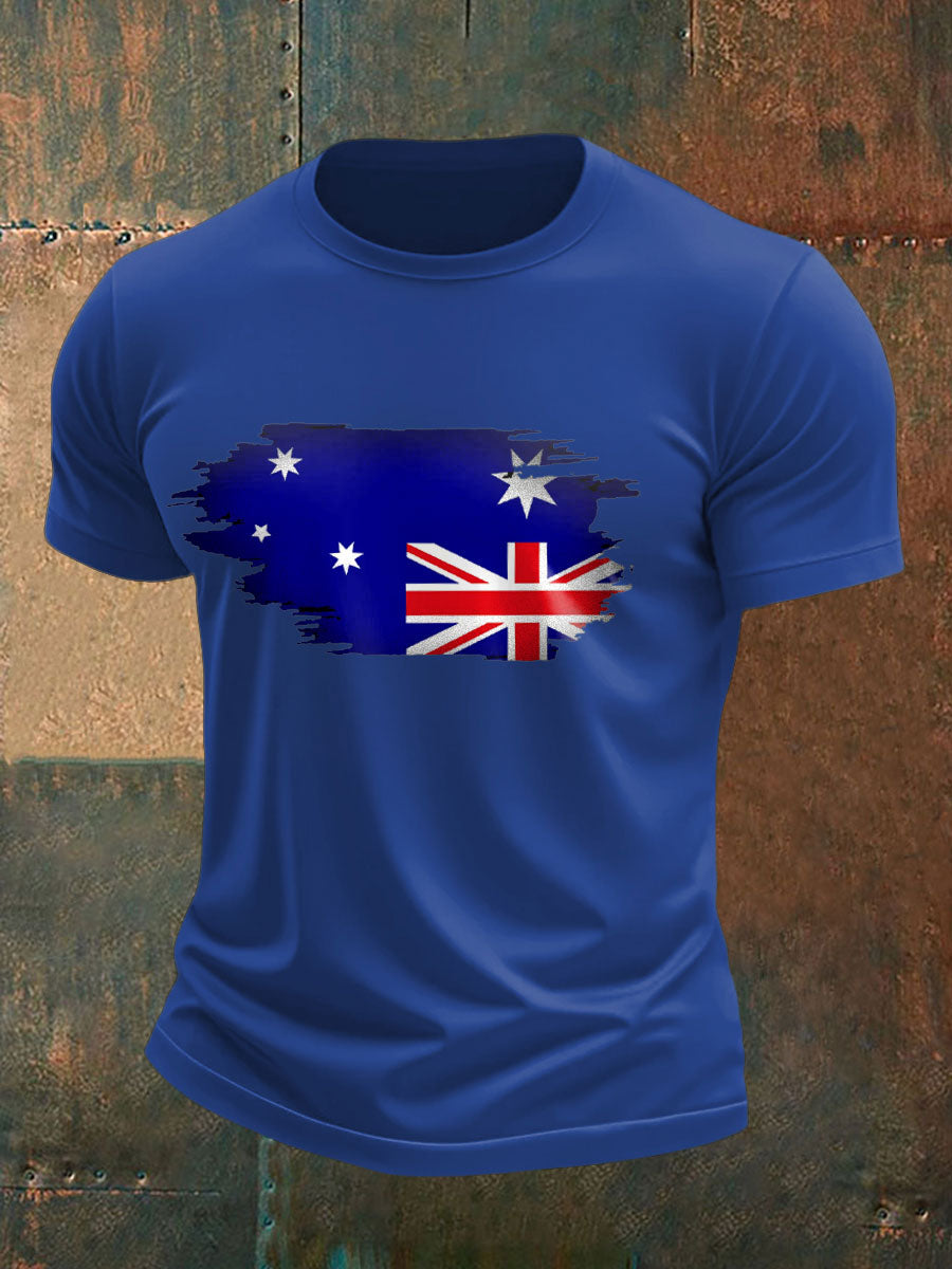 Men's Upside Down Flag AU Flag Printed T-shirt