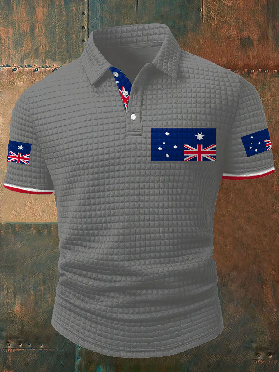 Men's Upside Down Flag AU Flag Printed Casual Tops