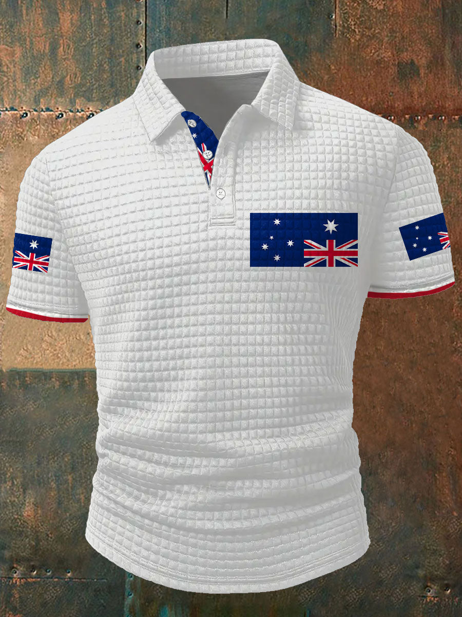 Men's Upside Down Flag AU Flag Printed Casual Tops