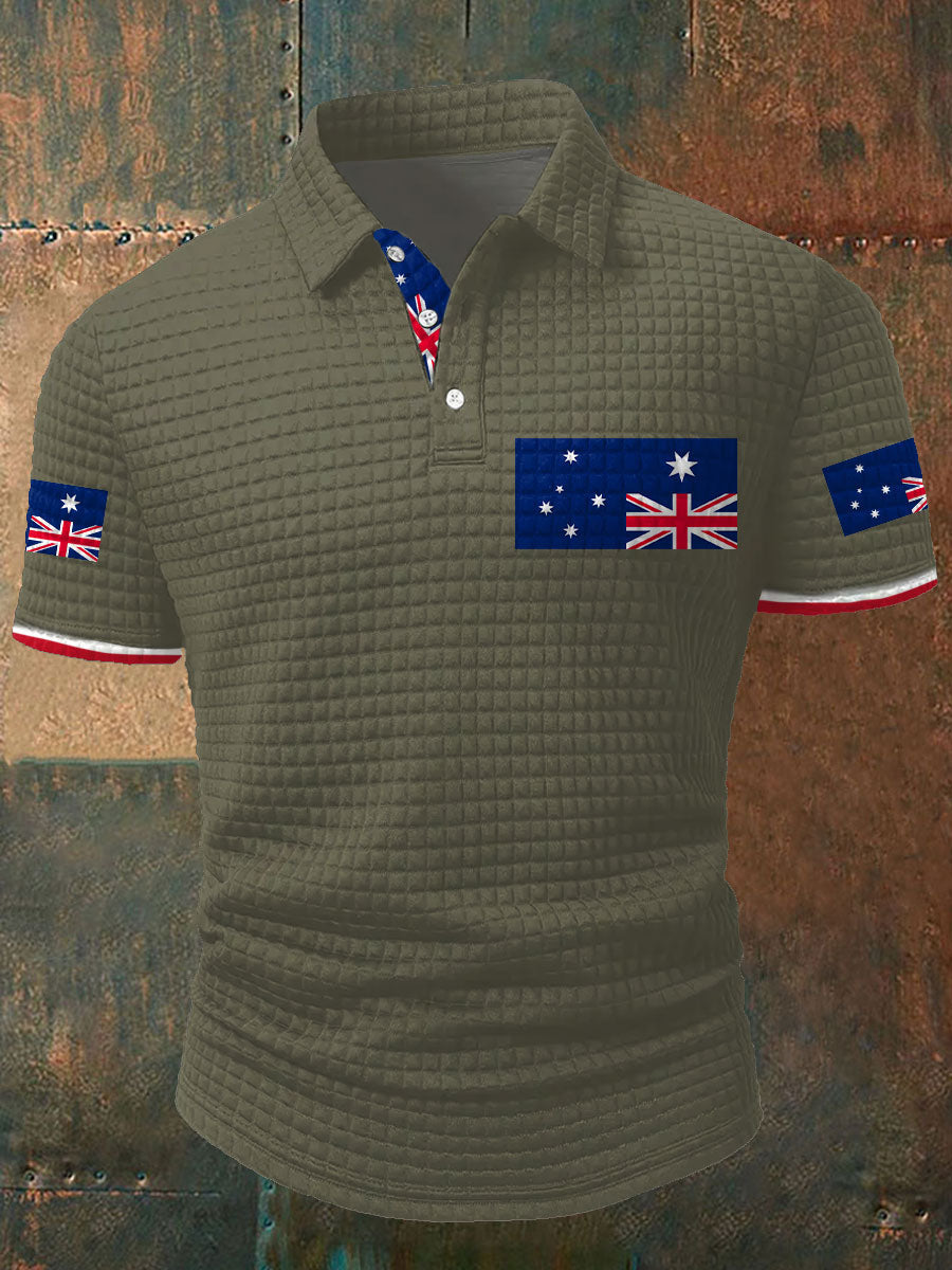 Men's Upside Down Flag AU Flag Printed Casual Tops