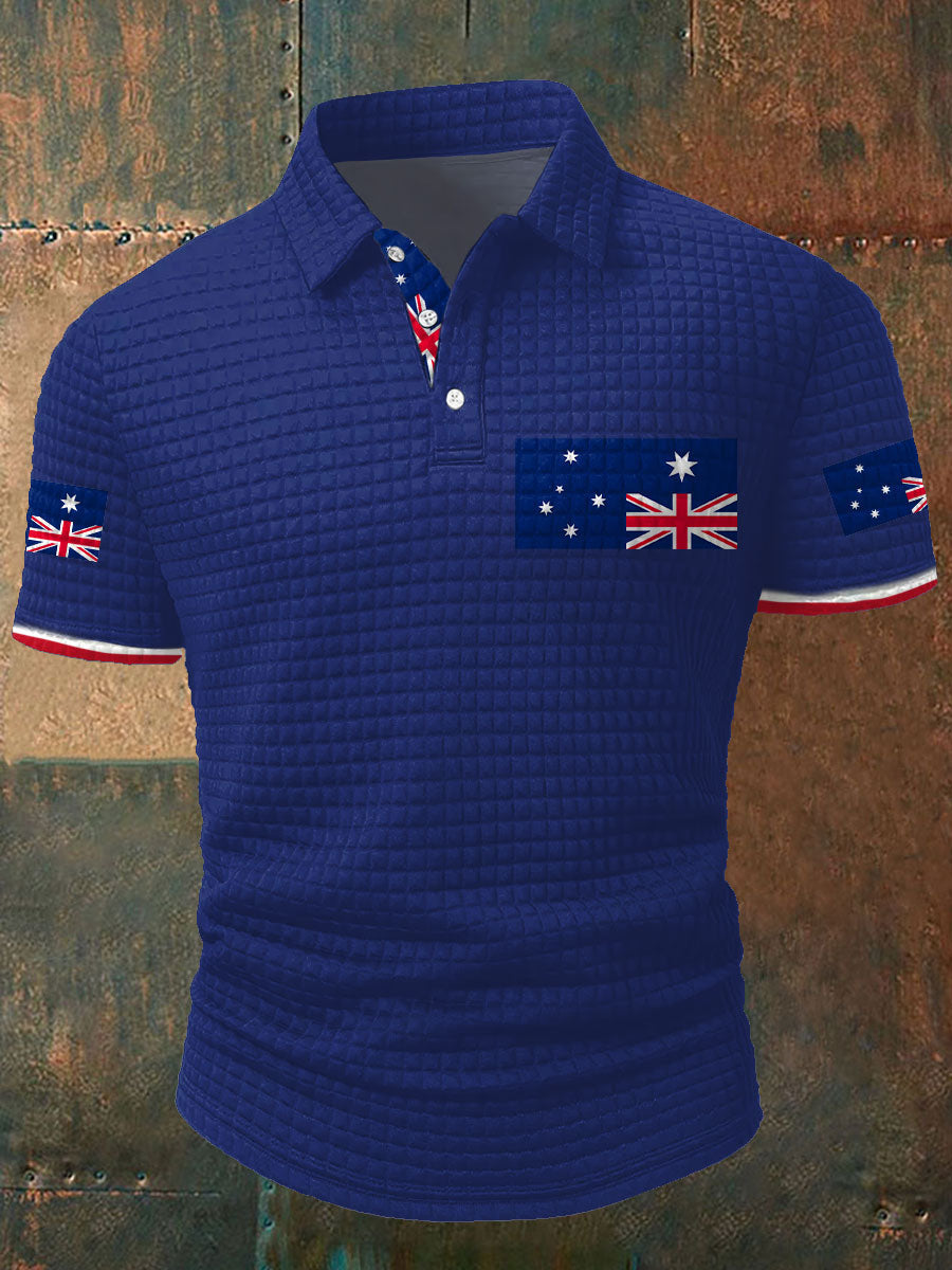 Men's Upside Down Flag AU Flag Printed Casual Tops