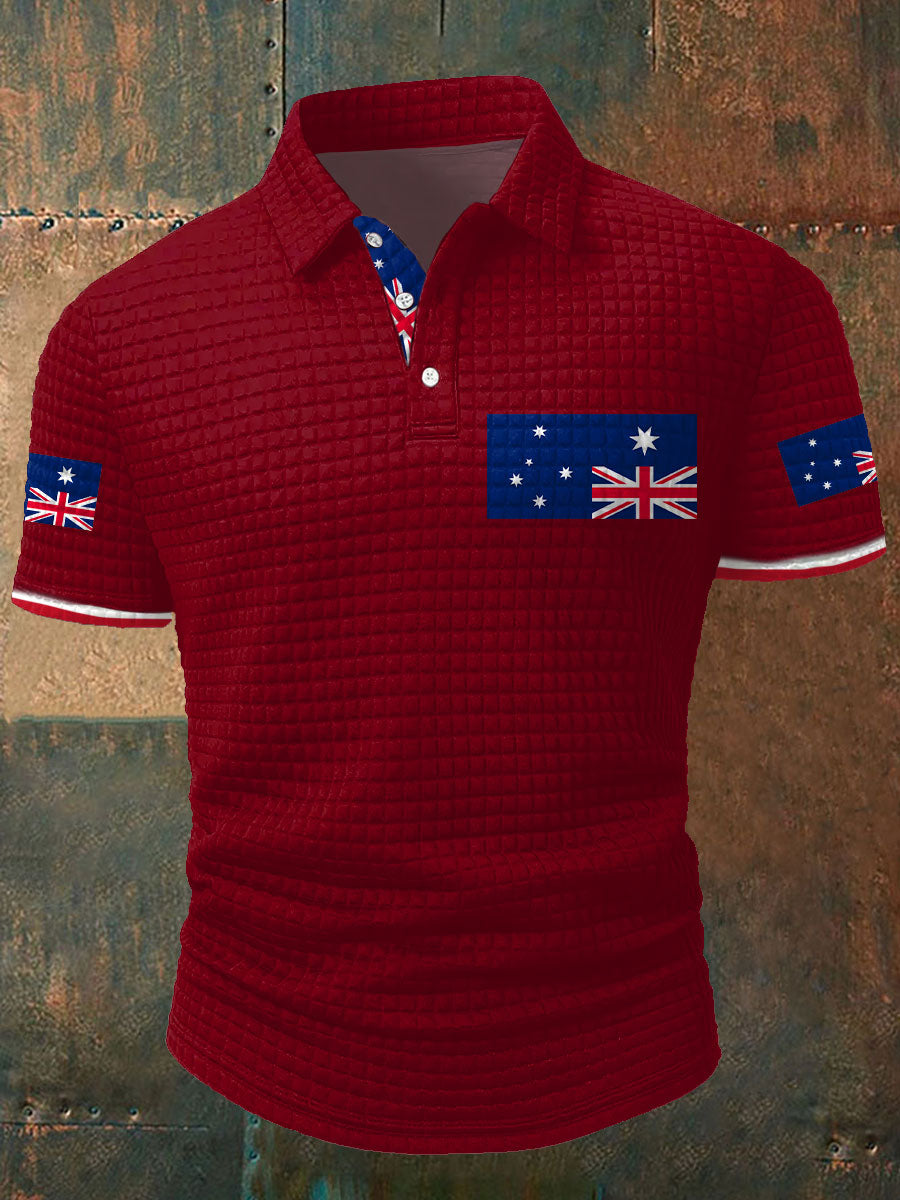 Men's Upside Down Flag AU Flag Printed Casual Tops