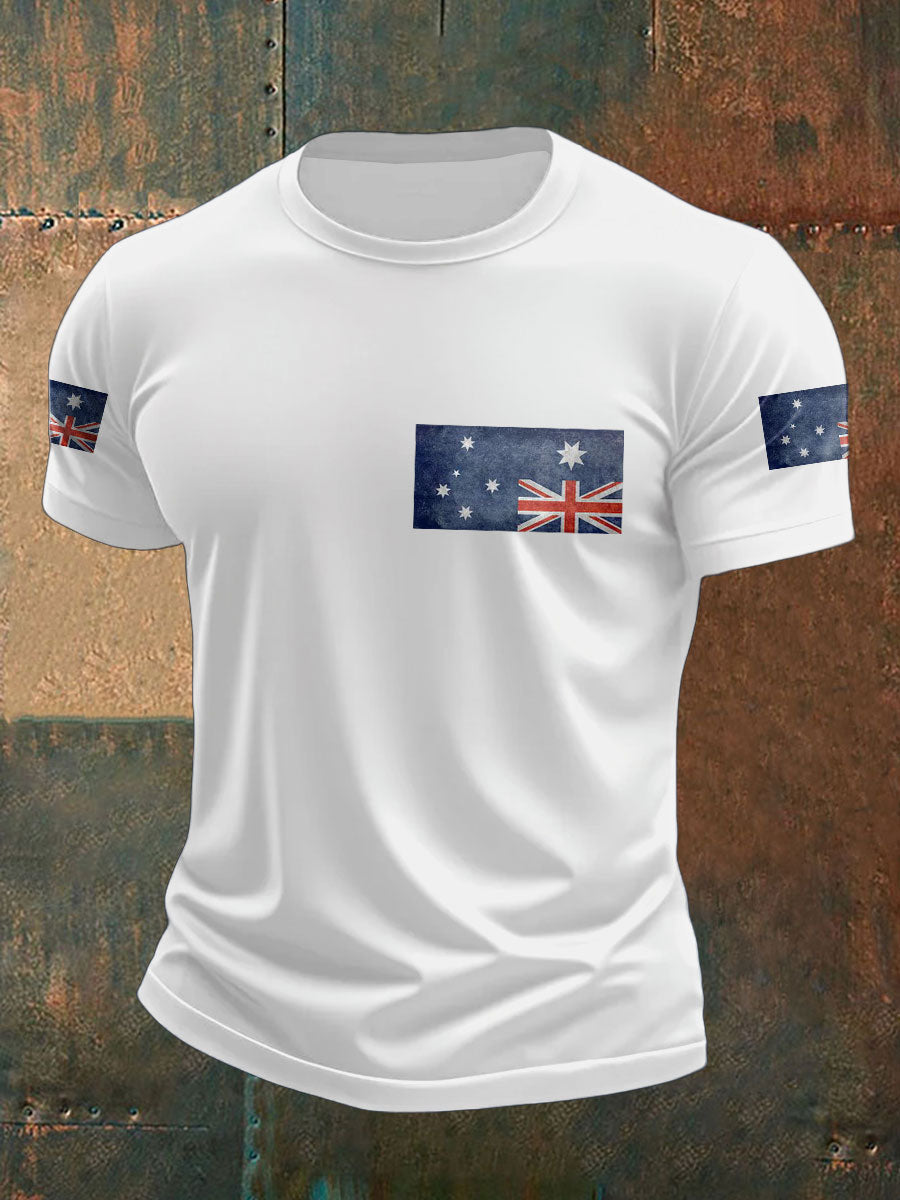 Men's Upside Down Flag AU Flag Printed T-shirt