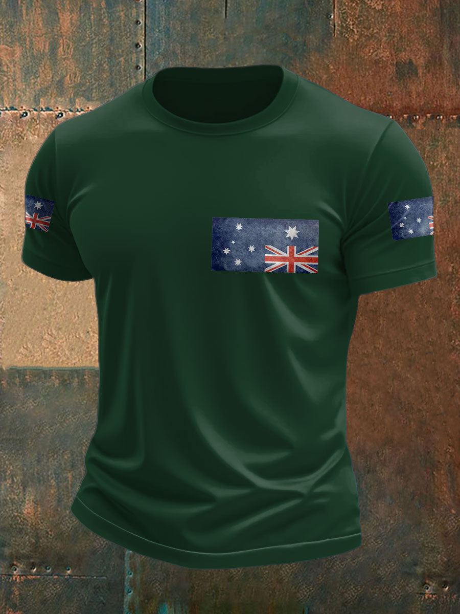 Men's Upside Down Flag AU Flag Printed T-shirt
