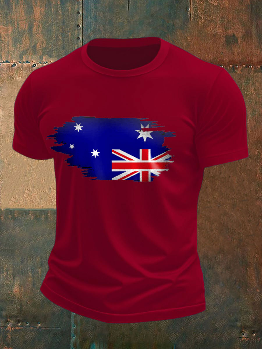 Men's Upside Down Flag AU Flag Printed T-shirt