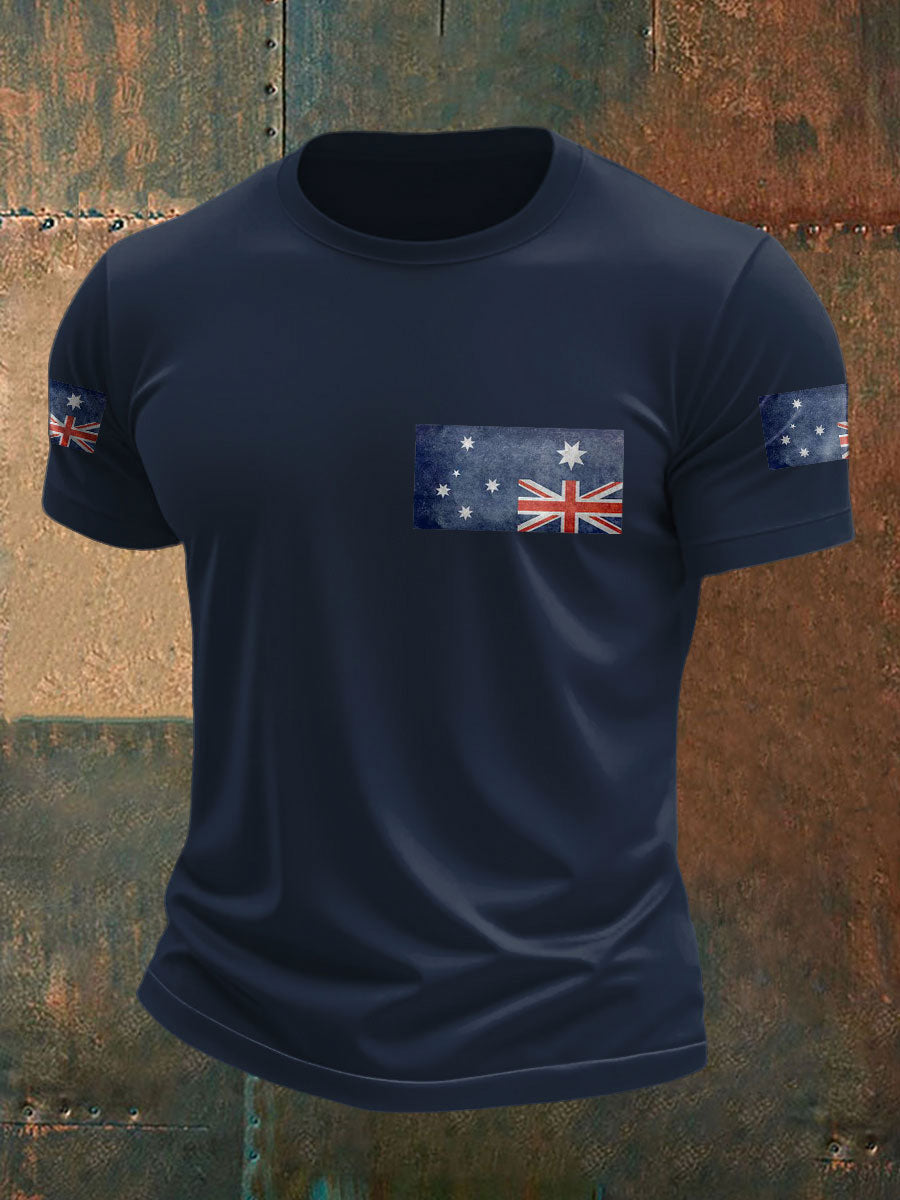 Men's Upside Down Flag AU Flag Printed T-shirt