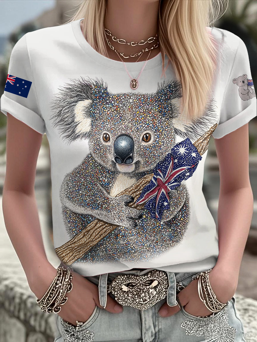 Women's AU Flag Art Printed T-shirt