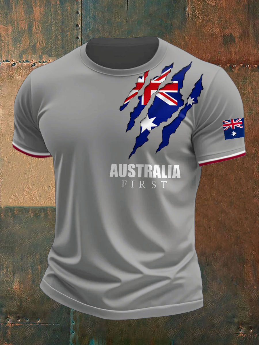 Men's AU First Flag Printed T-shirt