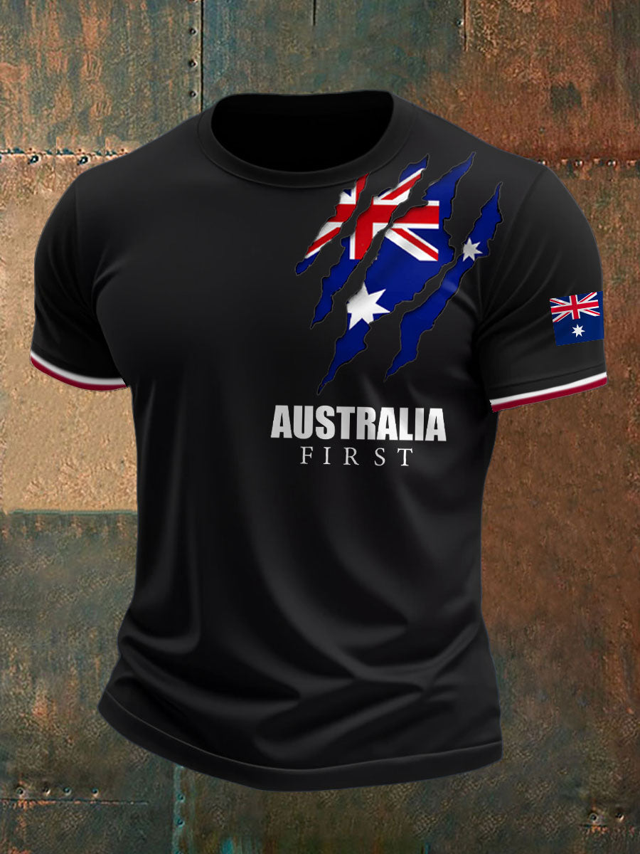 Men's AU First Flag Printed T-shirt