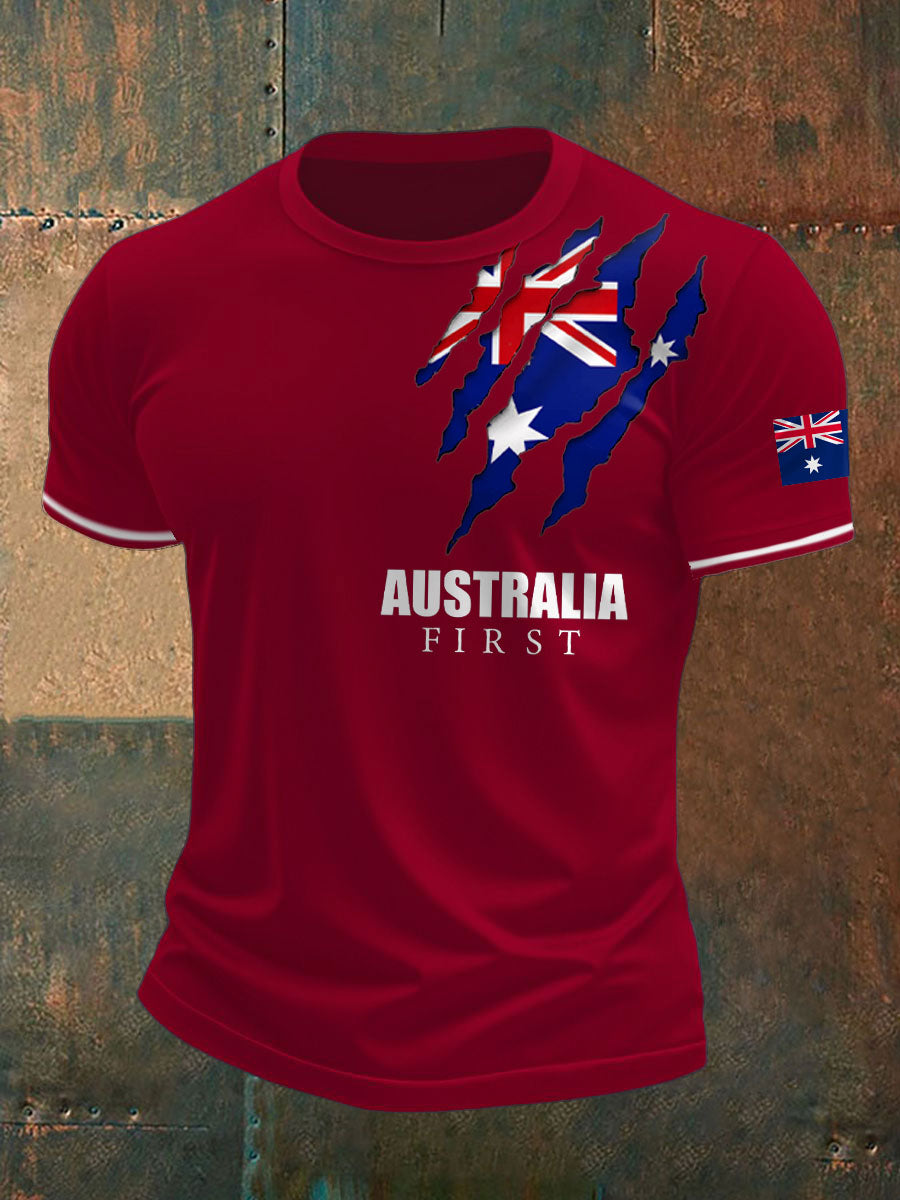 Men's AU First Flag Printed T-shirt
