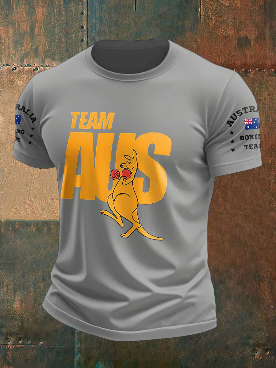 Men's AU Flag Boxing Lover Printed T-shirt