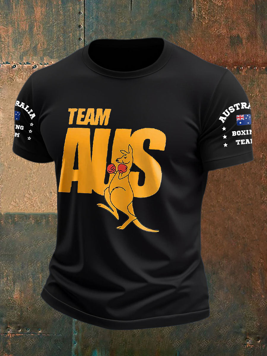 Men's AU Flag Boxing Lover Printed T-shirt