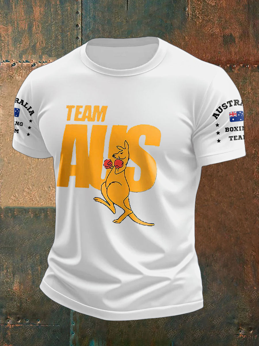 Men's AU Flag Boxing Lover Printed T-shirt