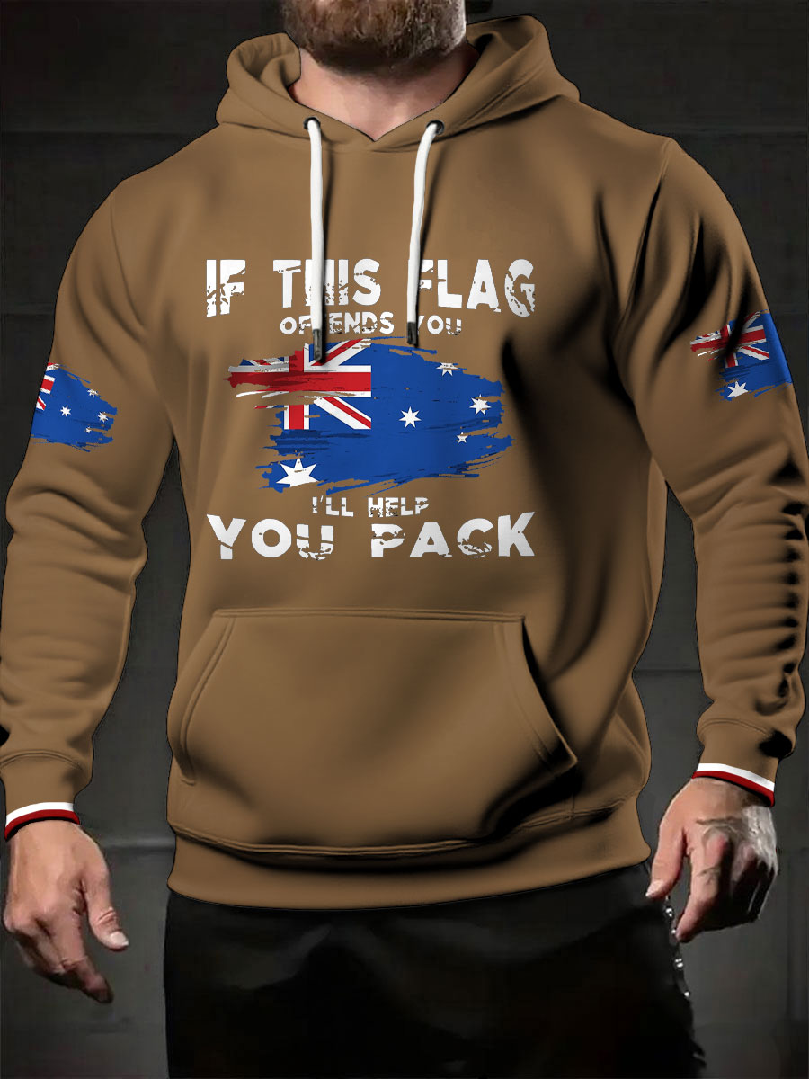 Men's AU Flag I'll Help You Pack Printed Hoodie