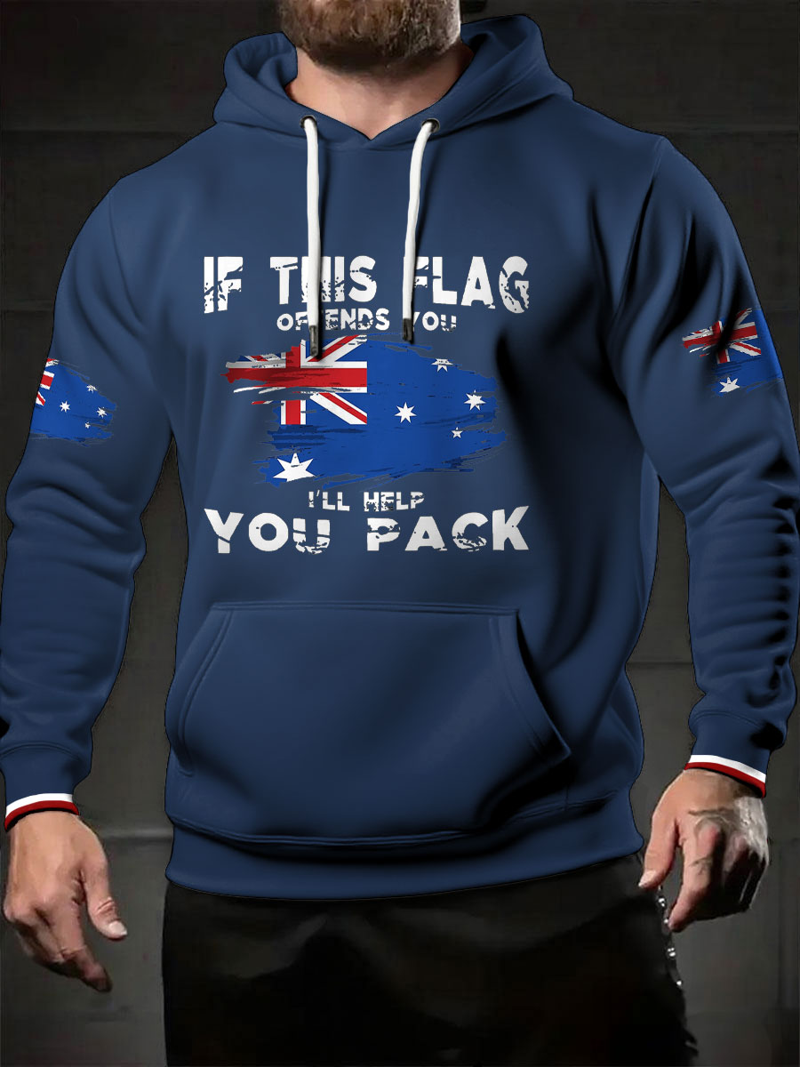 Men's AU Flag I'll Help You Pack Printed Hoodie