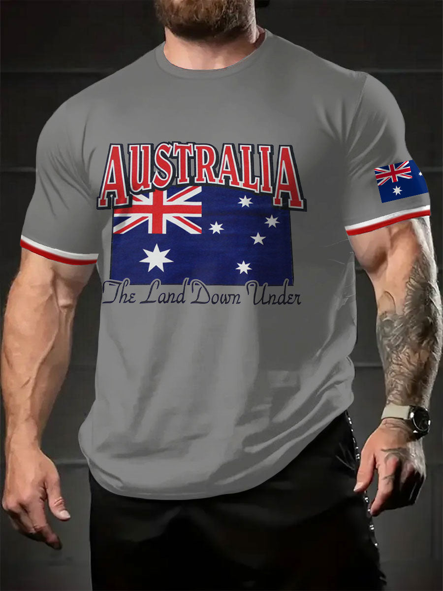 Men's AU Flag Down Under Printed T-shirt