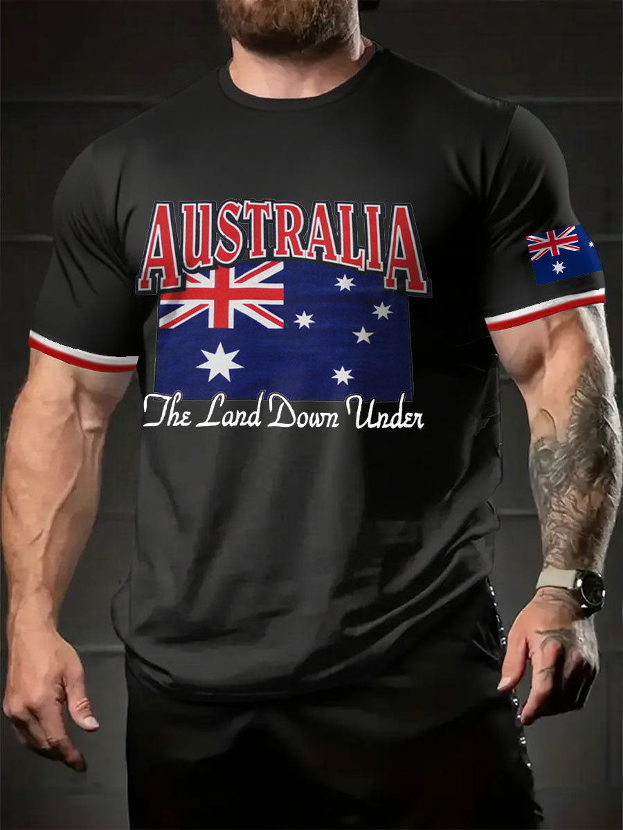 Men's AU Flag Down Under Printed T-shirt