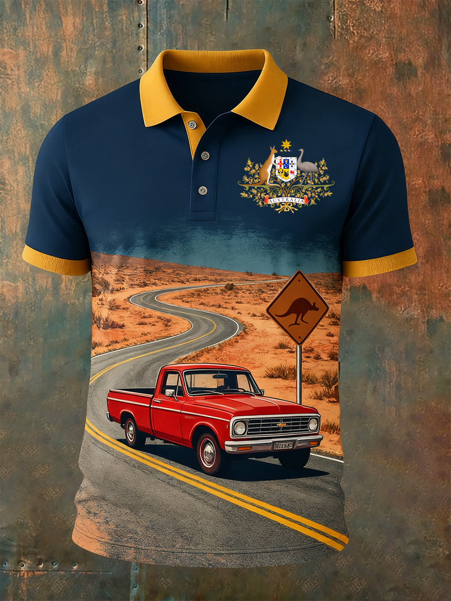 Men's Vintage Australian Holiday Smart Casual Polo Shirt
