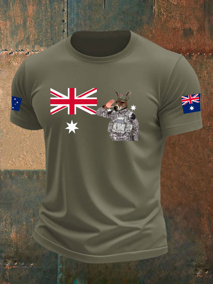 Men's Australia Veteran imitation cotton short-sleeved T-shirt