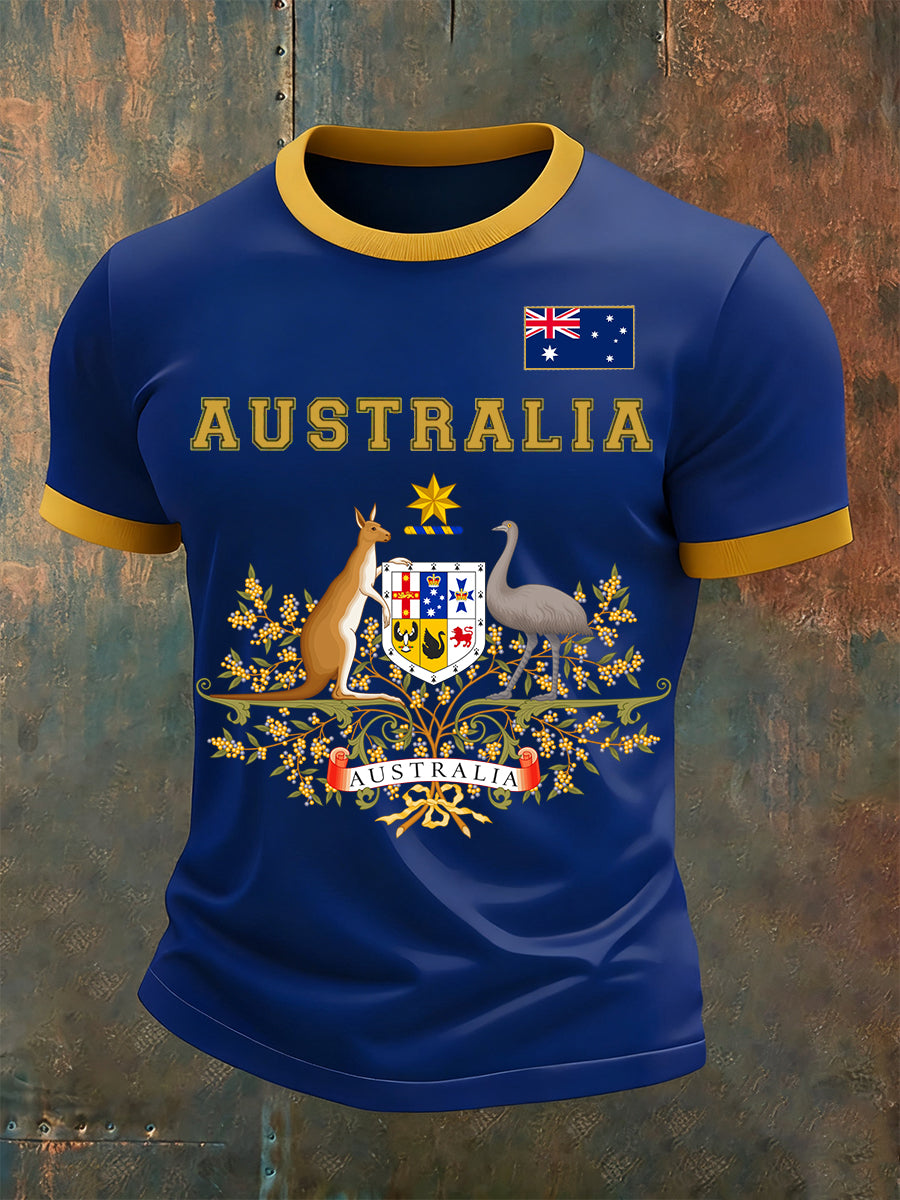 Men's Australian Retro Art Casual Short Sleeve