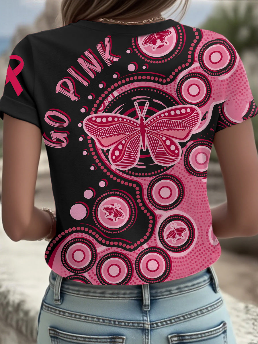 Women's Breast Cancer Awareness Printed T-shirt