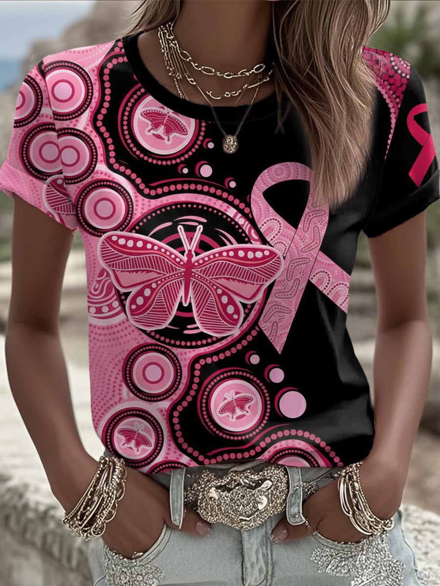 Women's Breast Cancer Awareness Printed T-shirt