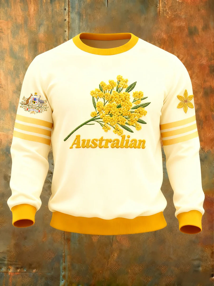 Men's AU Badge Golden Wattle Art Printed Sweatshirt