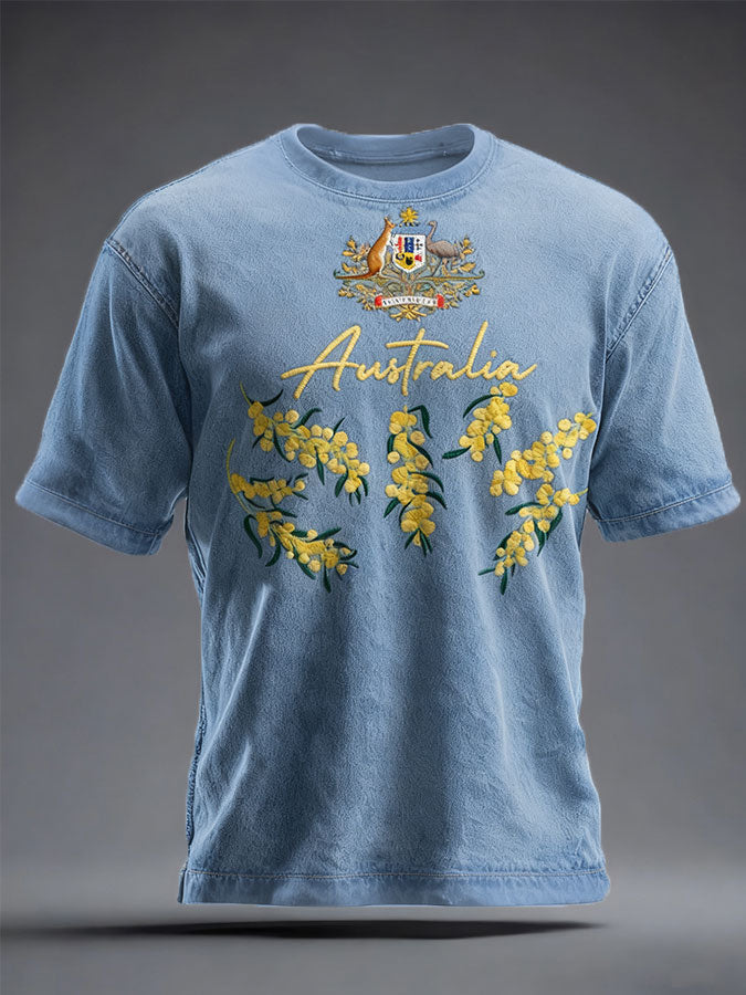 Unisex AU Acacia Floral Art Printed Tops