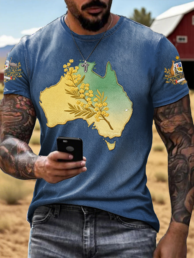 Men's AU Acacia Floral Art Printed Tops