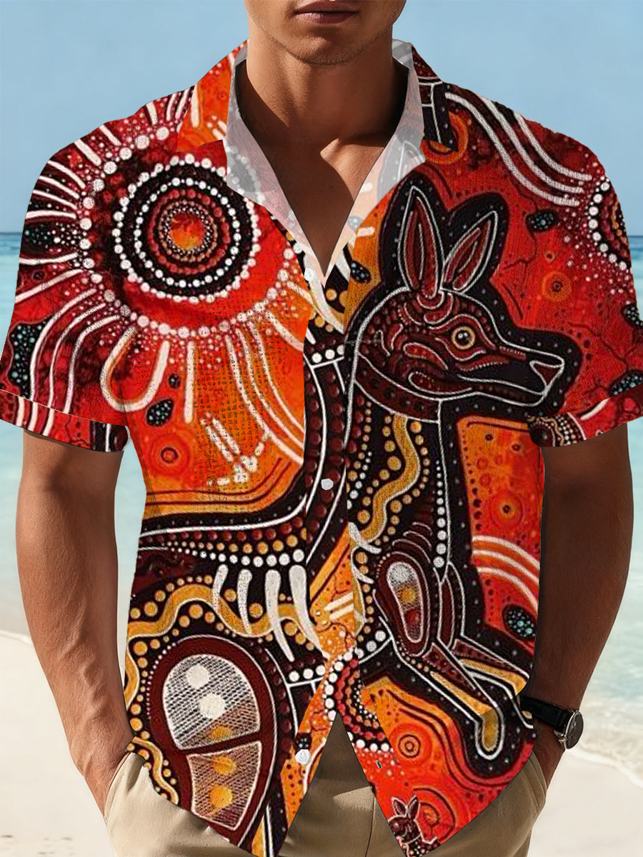 Men's Retro Style Art Casual Short-Sleeve Shirt