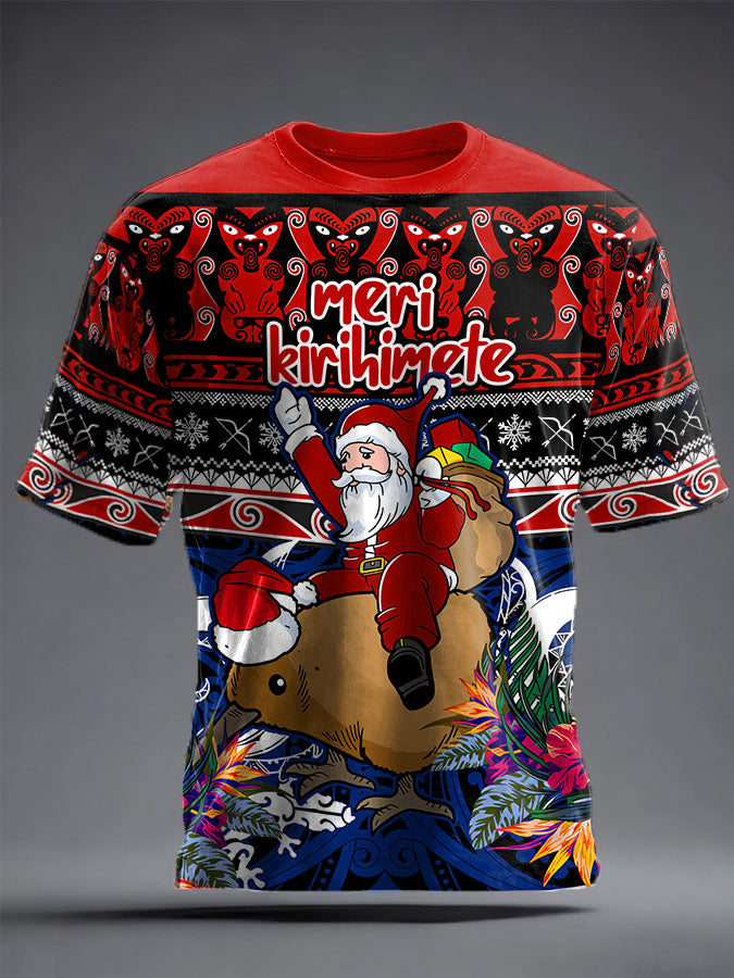 Men's New Zealand Christmas Printed T-shirt