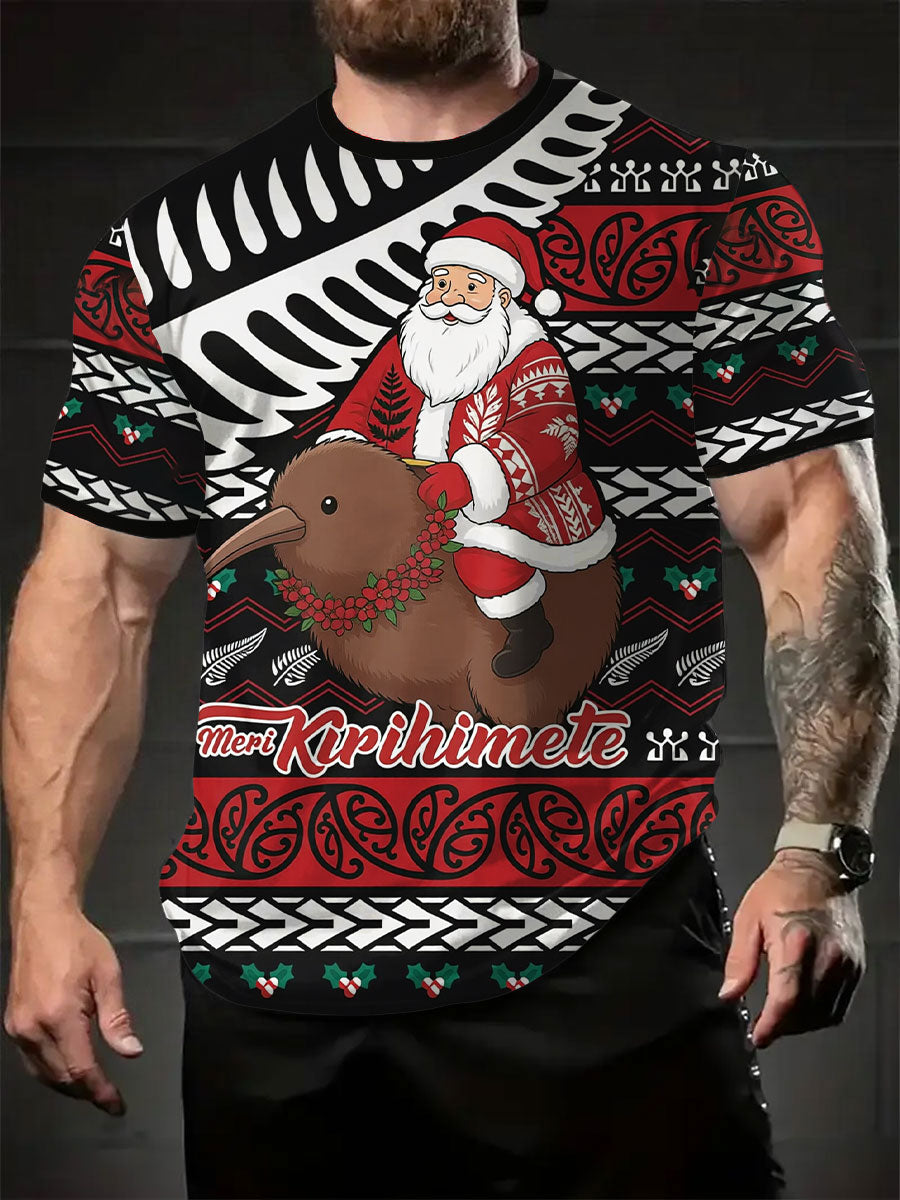 Men's New Zealand Christmas Printed T-shirt