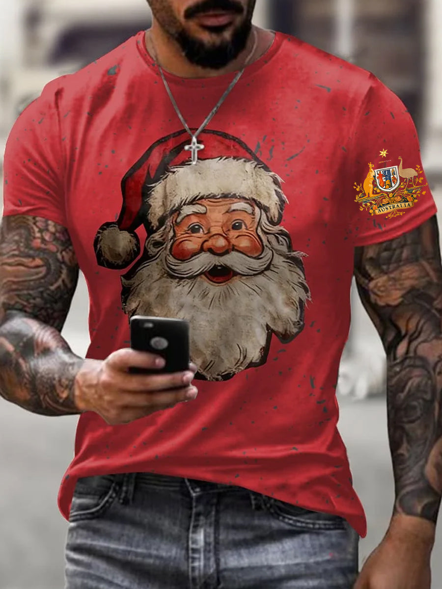 Men's Retro Australian Christmas Art Casual T-Shirt