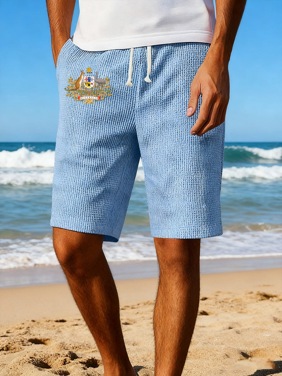Men's Australian Christmas Art Print Summer Vacation Beach Surfing Shorts Swim Trunks